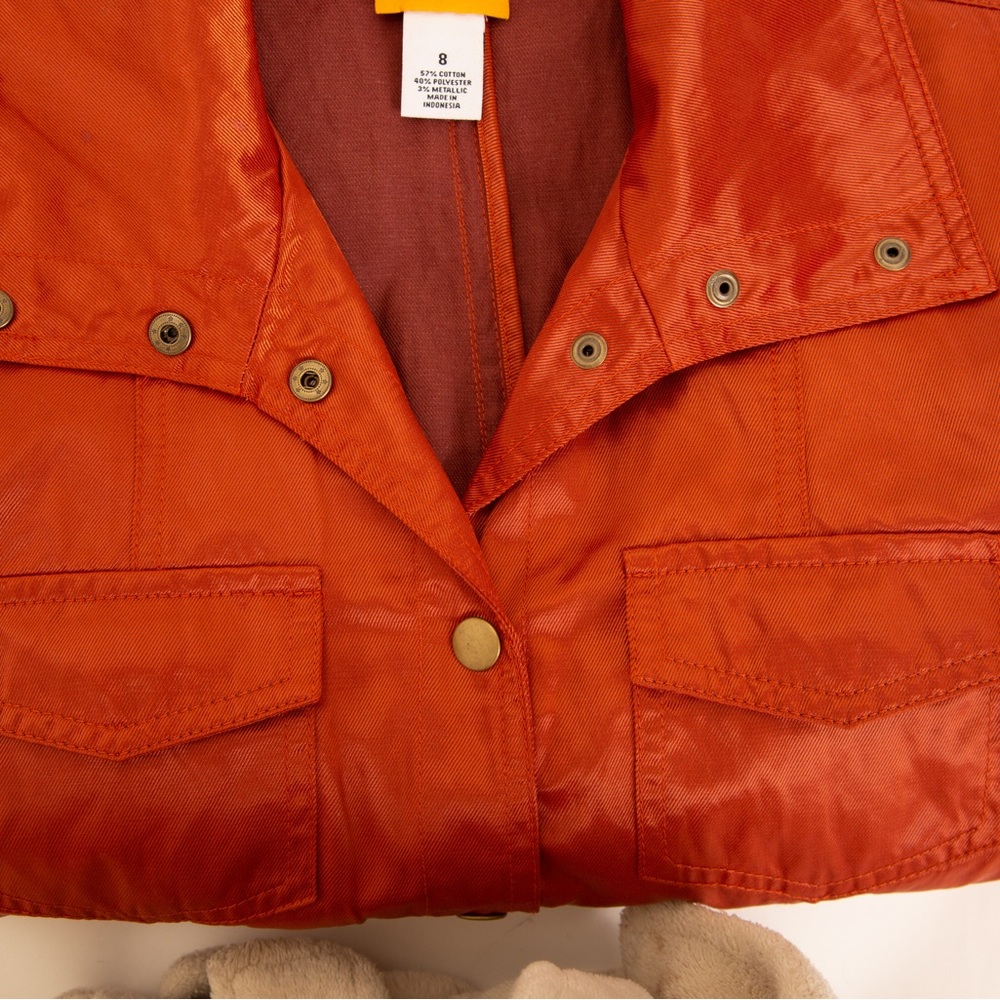 Metallic rust orange jacket wide collar light sheen statement jacket 8 Ruby Rd - Picture 9 of 13